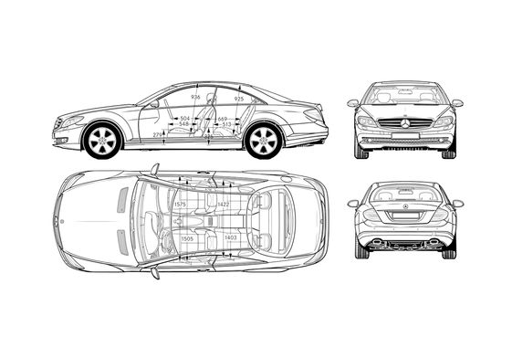 Download drawing Mercedes-Benz CL-Class W216 CL600 Coupe 2007 in